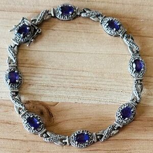 Sterling Silver Genuine Amethyst XOXO Bracelet